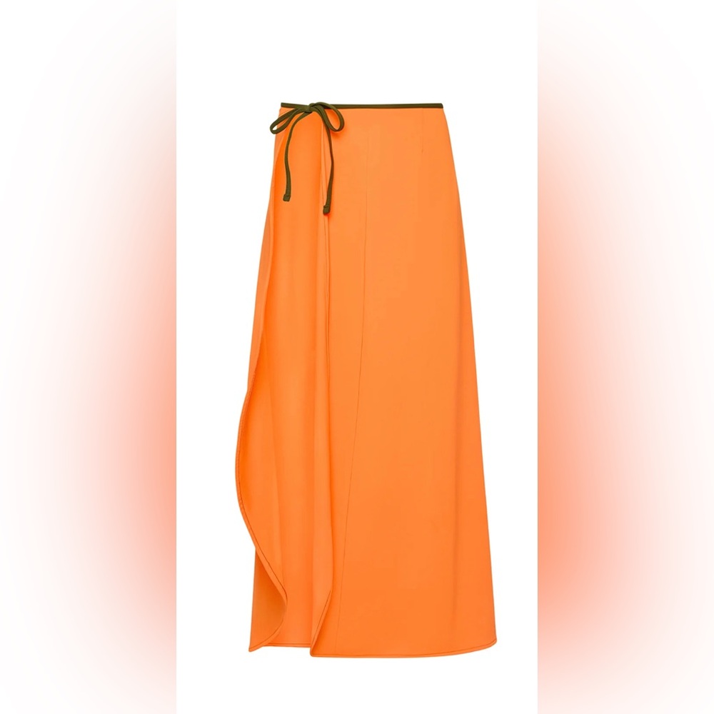 NWOT WATSKIN SUNWEAR Olivia Wrap Skirt in Neon Orange